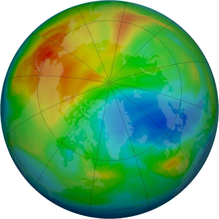 Arctic ozone map for 19 December 1997